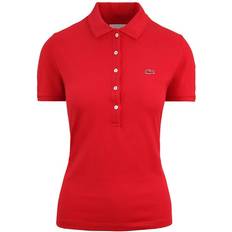 Lacoste Red T-shirts & Tank Tops Lacoste Women's Slim Fit Stretch Mini Cotton Piqué Polo - Red