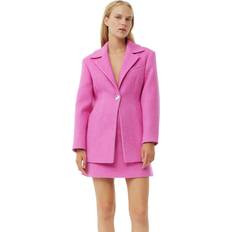 Pink Blazers Ganni Twill Wool-Blend Suiting Fitted Blazer 40/UK Pink