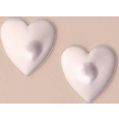 Lucky Brand Puffy Heart Statement Button Earrings Silver