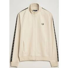 Fred Perry Beige Outerwear Fred Perry Mens Contrast Tape Track Top Colour: V57 Oatmeal/Warm Beige