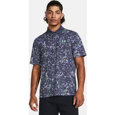 Gold - Men Polo Shirts Under Armour T2G Printed Golf Polo Shirt Downpour/Starlight/Downpour 1383715-044