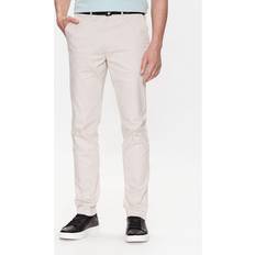 Calvin Klein Beige Trousers Calvin Klein Schmale Chino-Hose mit Gürtel