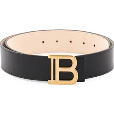 Balmain Logo Plaque Leather Belt - Black