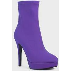 London Rag patotie lycra high heel ankle boots Purple