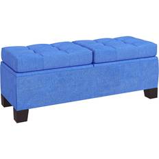 Homcom Upholstered Dark Blue Storage Bench 116.2x47cm