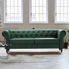 Time4Sleep Chesterfield Green Velvet 3 Sofa