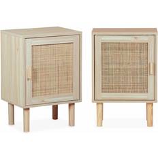 Sweeek woven rattan 1-door bedside tables, 40x30x58cm Camargue