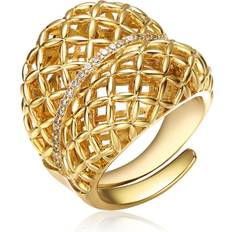 Rachel Glauber 14k Yellow Gold Plated Concave Filigree Wire Dome-Shaped Artistic Adjustable Ring Gold