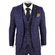 Paul Andrew Piece Wool Check Retro Suit Navy 40R