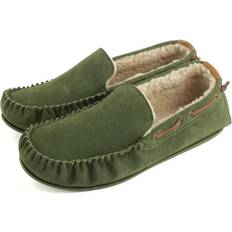 Green - Men Moccasins Eastern Counties Leather Owen Berber Suede Moccasins Olive