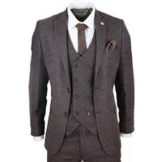 Truclothing Mens 3Piece Suit Double Breasted PeakyBlinder 1920 Brown