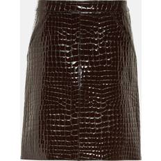 Tom Ford Croc-effect leather miniskirt brown