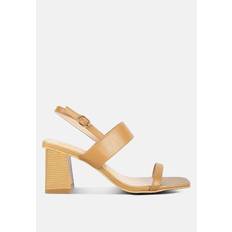 Nike Phantom Heeled Sandals London Rag Women's Kirk Elasticated Gussets Block Heel Sandals Tan