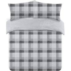 Brentfords Check Teddy Duvet Cover Silver, Grey (198x137cm)