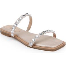 Jewel Badgley Mischka Women's Honesty Evening Flat Sandals Rose Gold