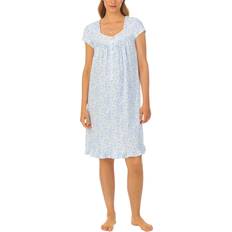 Eileen West Women's Cotton Jersey Cap-Sleeve Nightgown White Multi