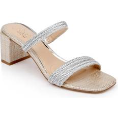 Jewel Badgley Mischka Women's Heat Block Slide Evening Sandals Silver Metallic