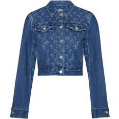 Marine Serre Womens Blue Monogram-pattern Denim Jacket