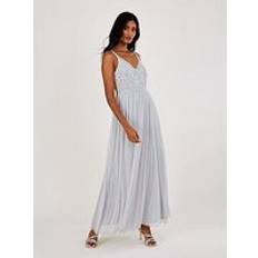 Long Dresses - Silver - Solid Colours Monsoon Autumn Embellished Maxi Dress