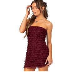 Edikted Women's Rinna ruffle mini dress Burgundy