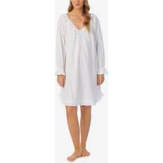 White Nightgowns Eileen West Women's Cotton Long Sleeve Sleepshirt Nightgown White