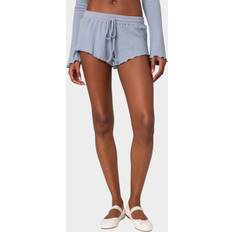 Edikted Women's Stay cozy ribbed shorts Light-blue