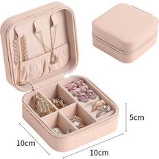 Onbuy Jewelry Organizer Display Travel Jewelry Case Boxes Portable Jewelry Box Button Leather Storage Zipper Jewelers Joyero