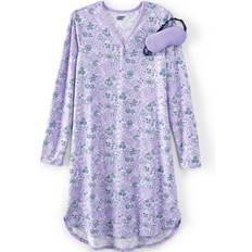 Lands' End Women Nightgowns Lands' End Women's Cozy Gown Sleep Set Sleeping Gown Mask cloud classic floral