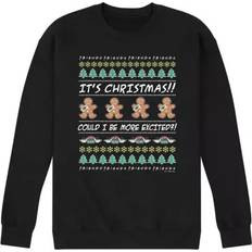 Airwaves Men's Friends Christmas Crew Fleece Pullover Black