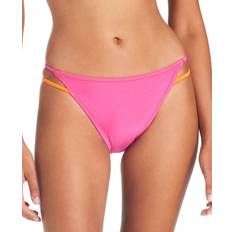 Sanctuary Women's Twice As Nice Strappy Hipster Bikini Bottoms Shimmer Neon Hibiscus/ Orange Hype