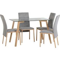 Glass Dining Sets SECONIQUE Morton Clear Dining Set 73x123cm 5pcs