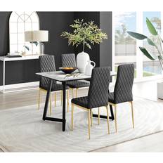 Canora Grey Marble Effect Luxury Dining Set