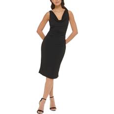 Kensie Women's Cowlneck Jersey Sheath Dress Black