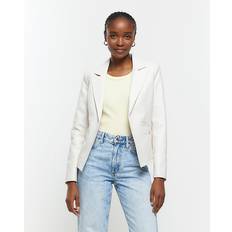 Beige Blazers River Island Womens Beige Faux Leather Blazer