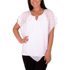 White Capes & Ponchos Ny Collection Petite Clip Dot Poncho Top White