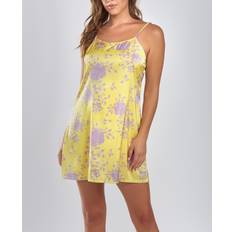 Women - Yellow Nightgowns iCollection Women's Mason Satin Print Chemise Nightgown Yellow-Purple