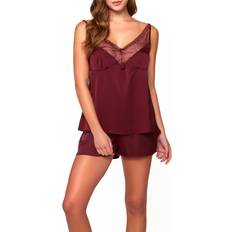 iCollection Women's Forrest Stretch Satin Cami and Short Set Burgundy