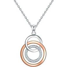 Rafaela Donata Rafaela Donata Womens Necklace with pendant sterling silver bicolor zirconia white Silver & Rose Gold 40cm