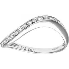 Diamant L'Eternel Womens 9ct White Gold Pave Set Wave Half Eternity Ring