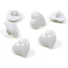 Buttons Hemline White Novelty Hearts Button 6 Pack