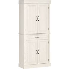 Wood Storage Cabinets Homcom Kitchen Cupboard With 4 Doors White Storage Cabinet 80x180cm