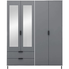 SECONIQUE Madrid Grey/White Gloss Wardrobe 160x196cm