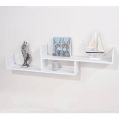 Shelves Wall Shelves Core Products Floating Two Tier White Wall Shelf 115cm