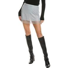 WeWoreWhat Crystal Mini Skirt in Metallic Silver. 00, 10, 12, 14, 2, 4, 6, 8