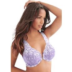 Amoureuse Plus Women's Embroidered Front-Close Underwire Bra in Soft Iris Size DDD