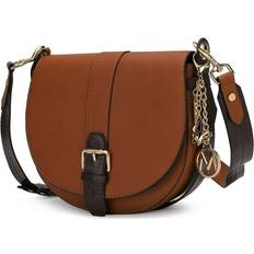 MKF Collection Ayla Snake Embossed Color Block Shoulder Bag - Tan