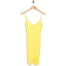 Bebe Women's Ruched Mini Bodycon Dress Yellow