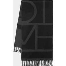 Toteme Black Monogram Jacquard Wool Scarf 019 CHARCOAL MELANGE UNI