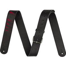 Jackson Shark Fin Leather Strap, Red and Black Guitar Strap