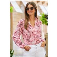 Sosandar Womens Pink Paisley Print Blouson Sleeve Shirt